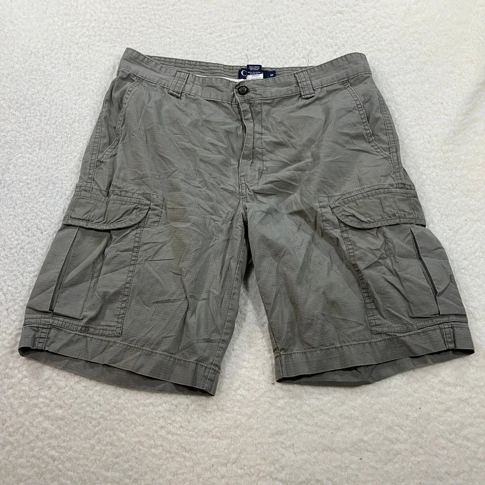 Chaps Cargo Shorts Mens 33 Moss Green Ripstop Cotton Utility Casual Outdoor 7425
